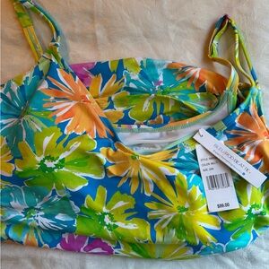 Bleu Rod Beattie Blue, Green & Yellow Floral Swim Top